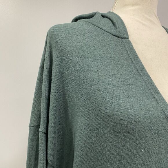 ZYIA Active L Pine Green Slouchy Short Boyfriend Knit Hoodie Lounge Soft Comfy - Picture 12 of 15